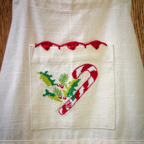 candy cane embroidered apron kids 01