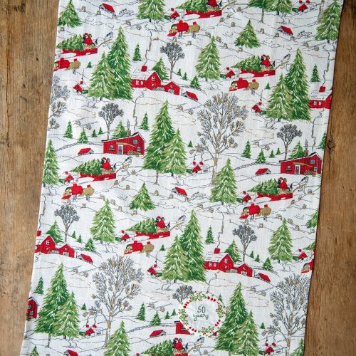 christmas cottage tea towel 50 years 22