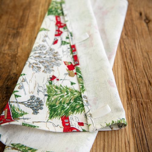 christmas cottage tea towel 50 years 24