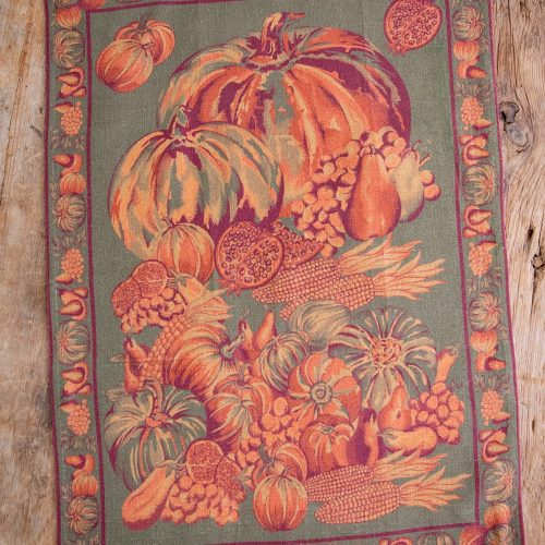 harvest pumpkin tea towel olive 10