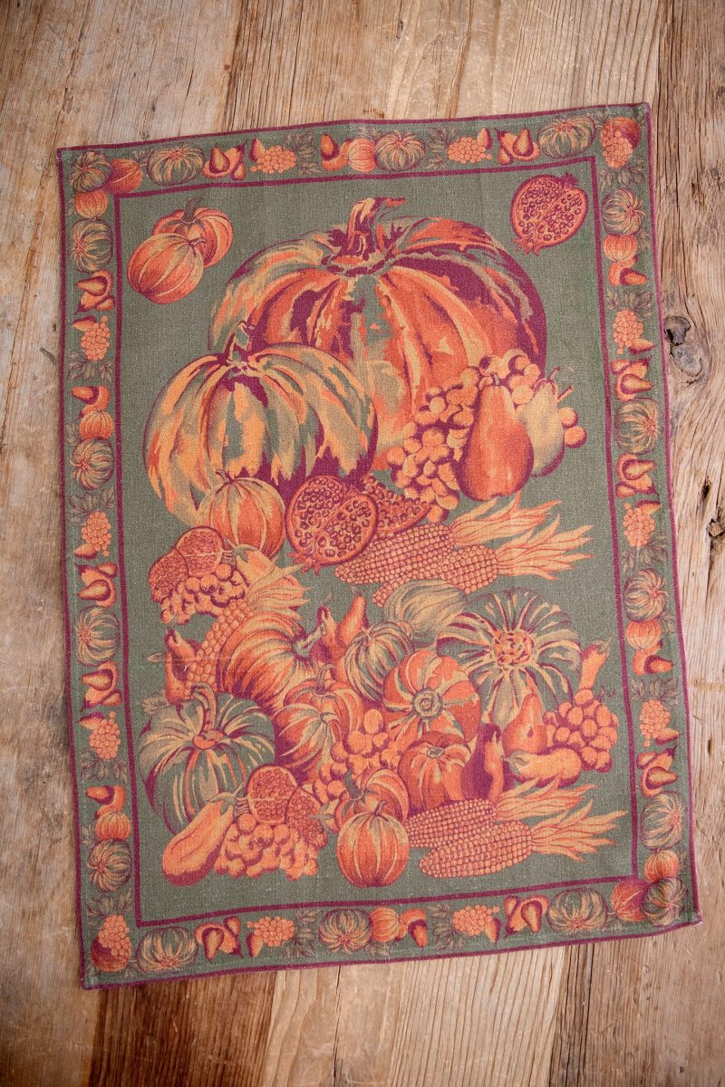 harvest pumpkin tea towel olive 10